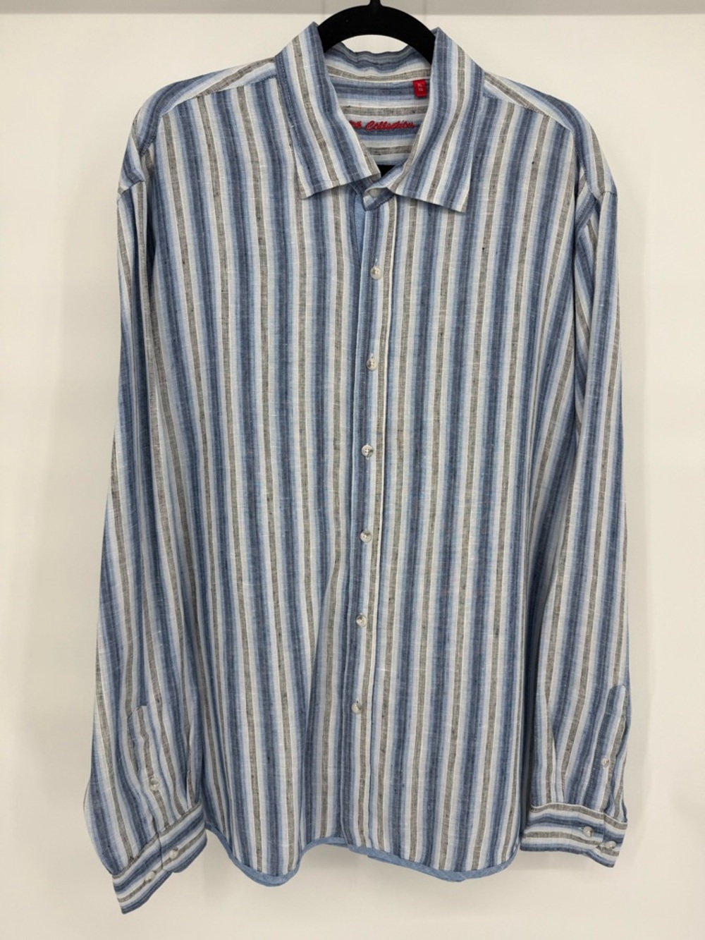 Report Collection Linen Button Up Shirt‎ XL Striped Casual Lightweight Nautical